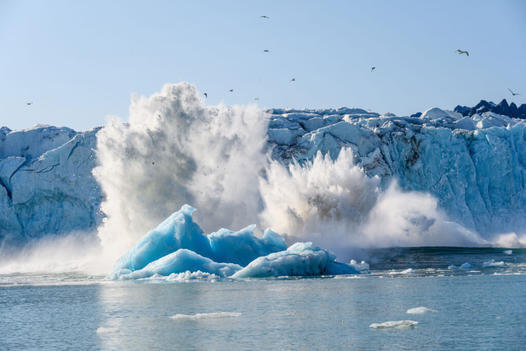 a calving glacier in svalbard