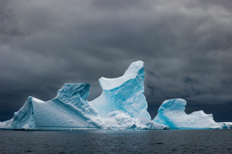 icebergs in view in Antarctica