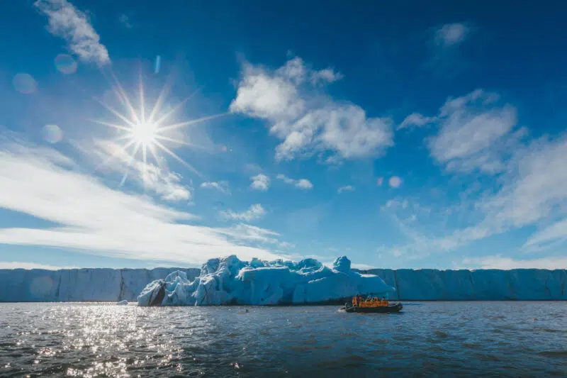 Svalbard zodiac with ice