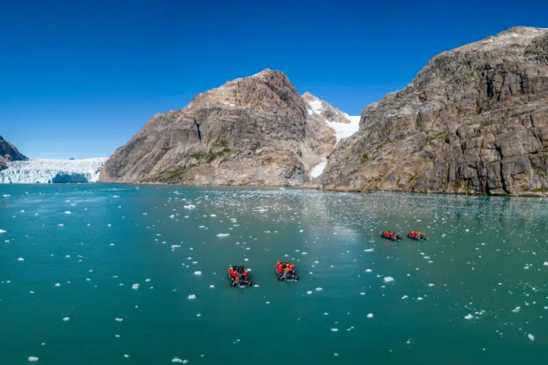 Zodiac boats in Greenland