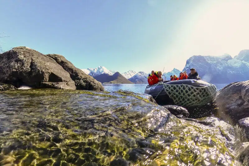 guests on zodiac in Svalbard Scenery