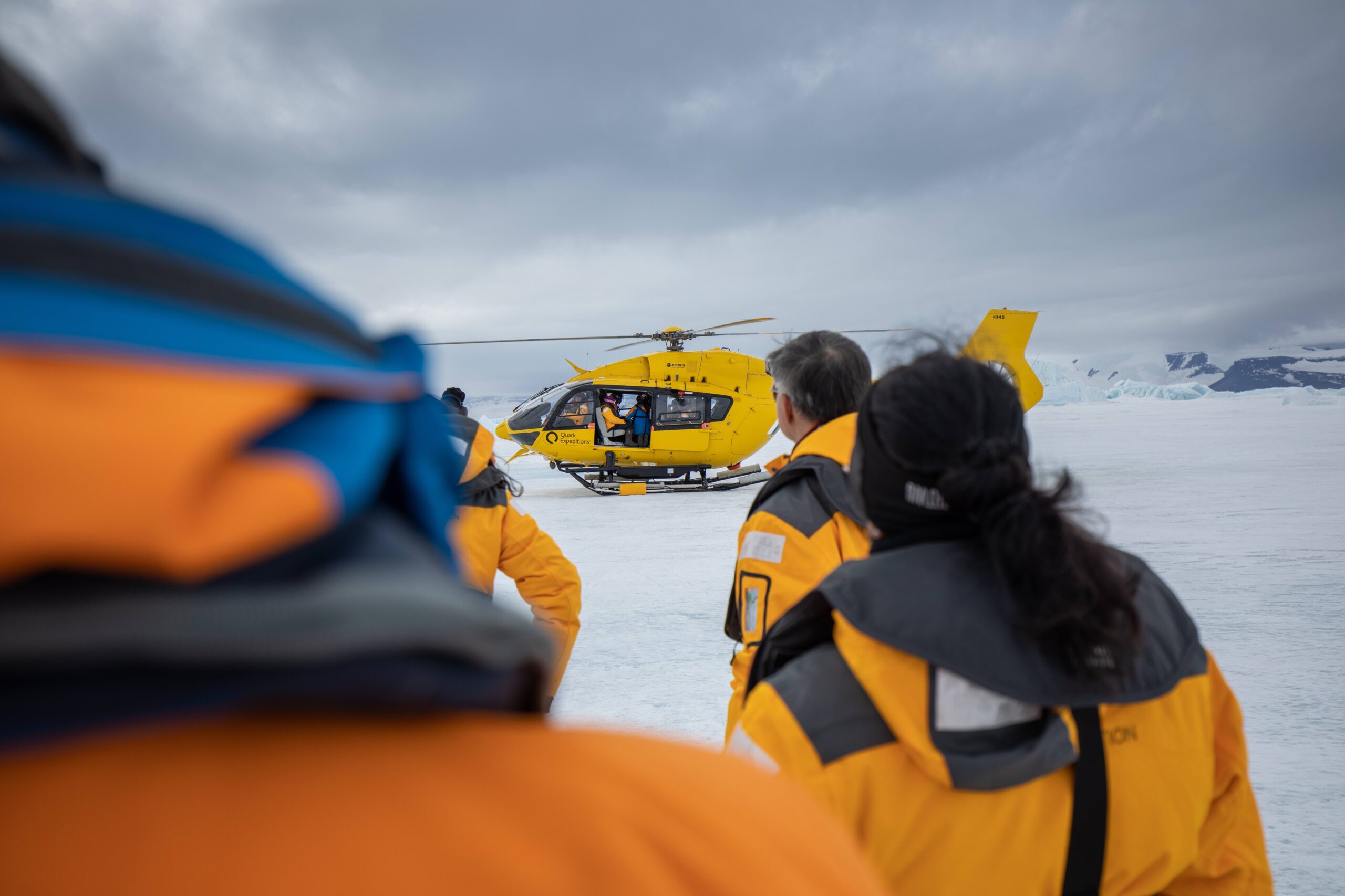 Helicopter-Landing-On-Snow helicopter landing on snow in Antarctica