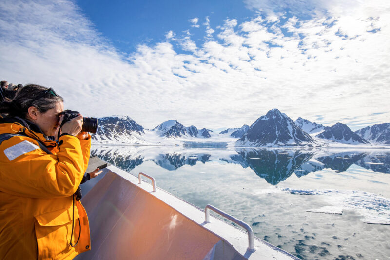 person taking photo in Svalbard