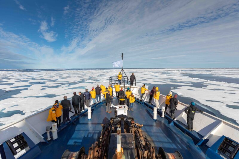 people on ship in Svalbard