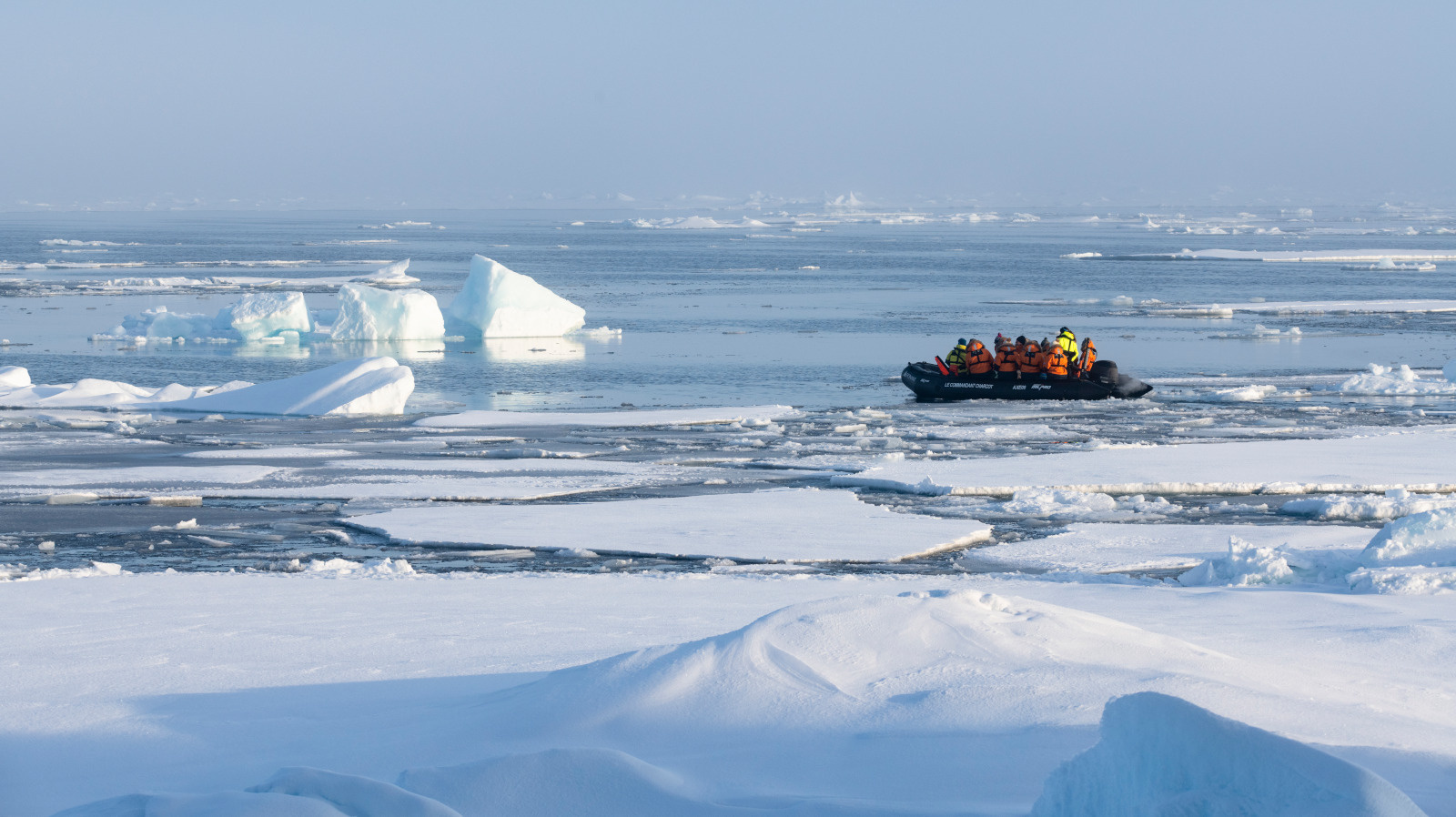 Zodiac-cruise-on-an-icebreaker-cruise-in-Greenland-PONANT zodiac in greenland