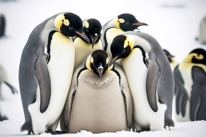 emperor penguins and chicks in Antarctica