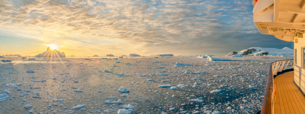 icy sea and and expedition ship