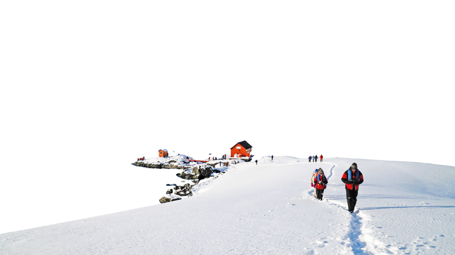 how to go to Antarctica people walking in snow up a hill