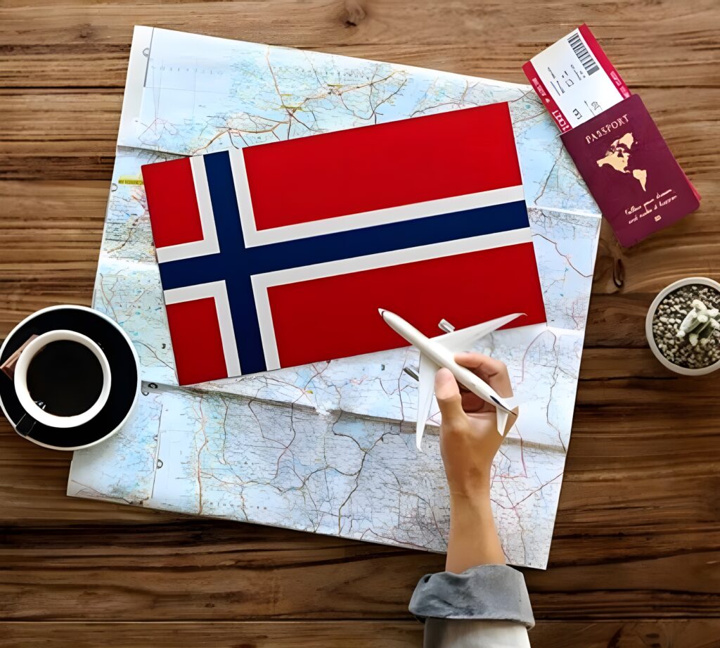 svalbard visa flag postcard and map